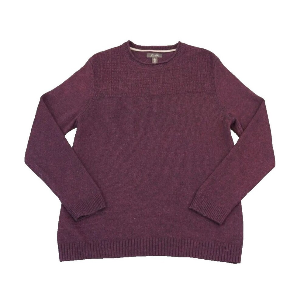 Tasso Elba Mens Wool Blend Grandpa Sweater Textured Purple Red L